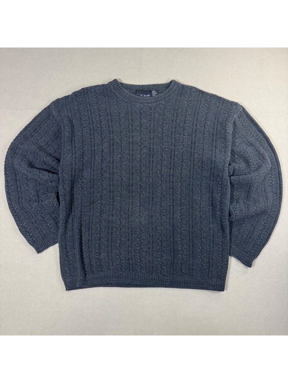 Vintage Bill Blass Cable Knit Sweater Men's M Gray Crewneck Made in USA